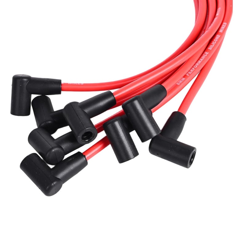 RLP Silicone Spark Plug Wires Set 8.0mm Red Replacement for Chevy GMC Small Block SBC HEI Distributor Valve Cover Wires 265 267 283 302 305 307 327 350 400 - Image 3